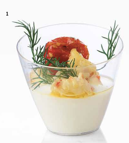 Panna cotta de choux fleur, tartare gambas au piment d'espelette
